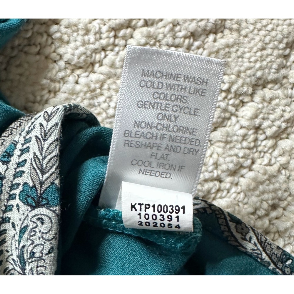 J Jill Wearever Collection Tunic Women S Teal  Paisley Border Print - Picture 4 of 8